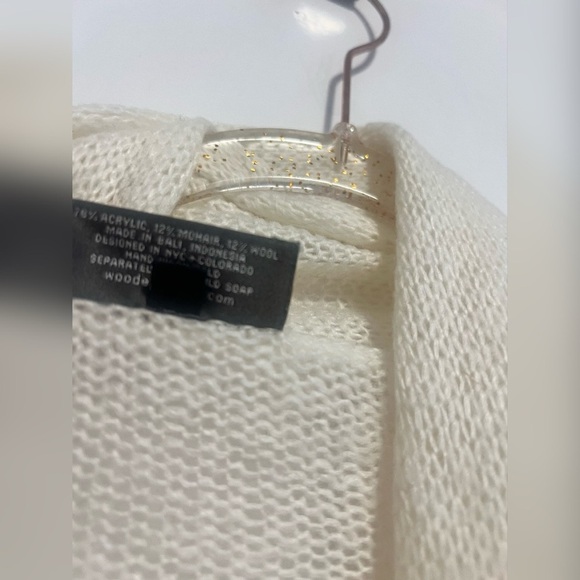 Wooden Ships Open Front Cardigan Sweater Size S/M cream Knit Mohair Wool $148 - Picture 3 of 4